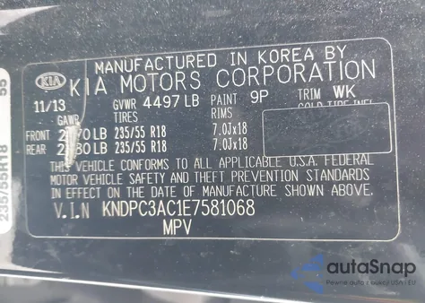 2014 Kia Sportage Ex from USA, damaged, VIN KNDPC3AC1E7581068